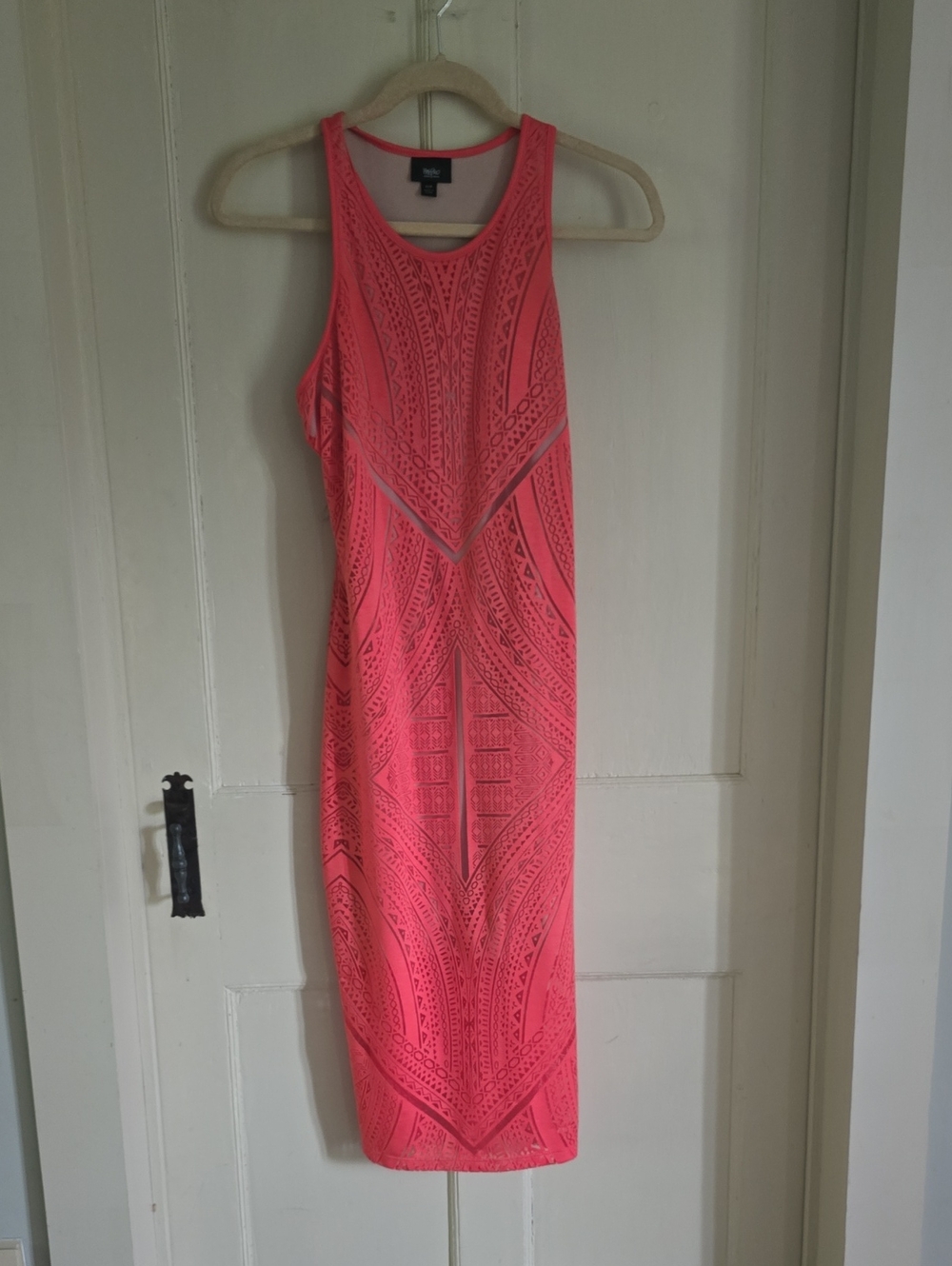 Mossimo Supply Co. Coral Sleeveless Lace-Effect Midi Dress
